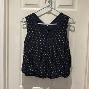 Banana Republic polka dot pleated vneck sleeveless top SZ Small